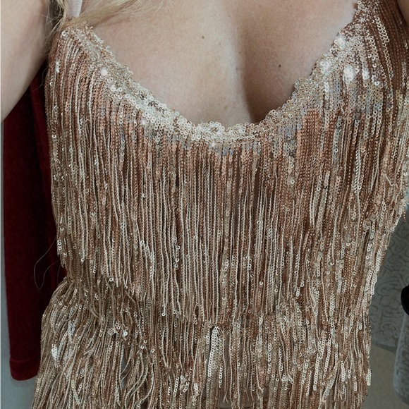 NWT Sequin Fringe Dress - Gold - Picture 4 of 5